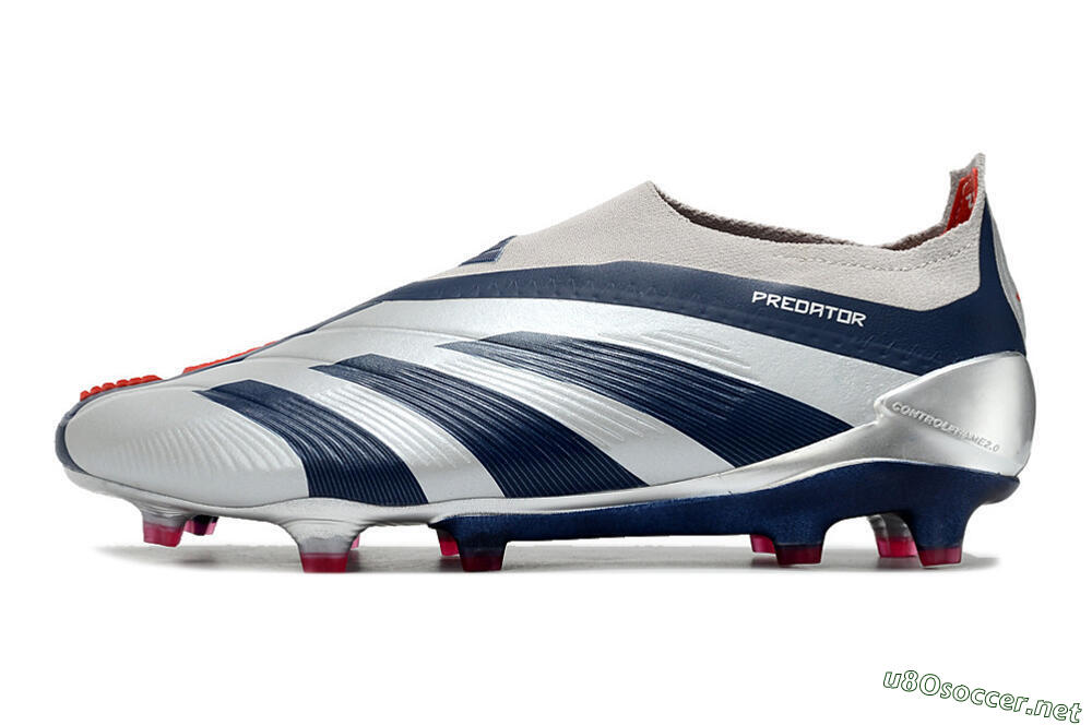 Unisex Adidas Predator Accuracy+ Laceless FG Football Boots - Silver/Blue/Red 0