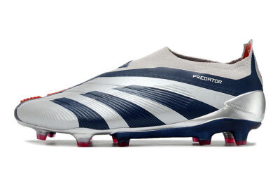 Unisex Adidas Predator Accuracy+ Laceless FG Football Boots - Silver/Blue/Red
