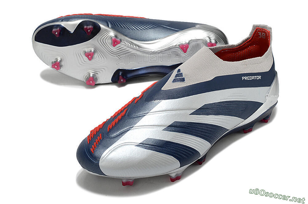 Unisex Adidas Predator Accuracy+ Laceless FG Football Boots - Silver/Blue/Red 3