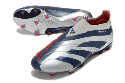 Unisex Adidas Predator Accuracy+ Laceless FG Football Boots - Silver/Blue/Red