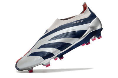 Unisex Adidas Predator Accuracy+ Laceless FG Football Boots - Silver/Blue/Red