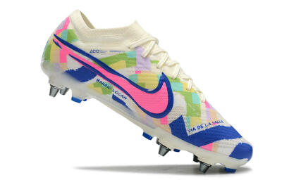 Men's Nike Air Zoom Mercurial Vapor 15 Elite SG Football Boots - White/Blue/Pink