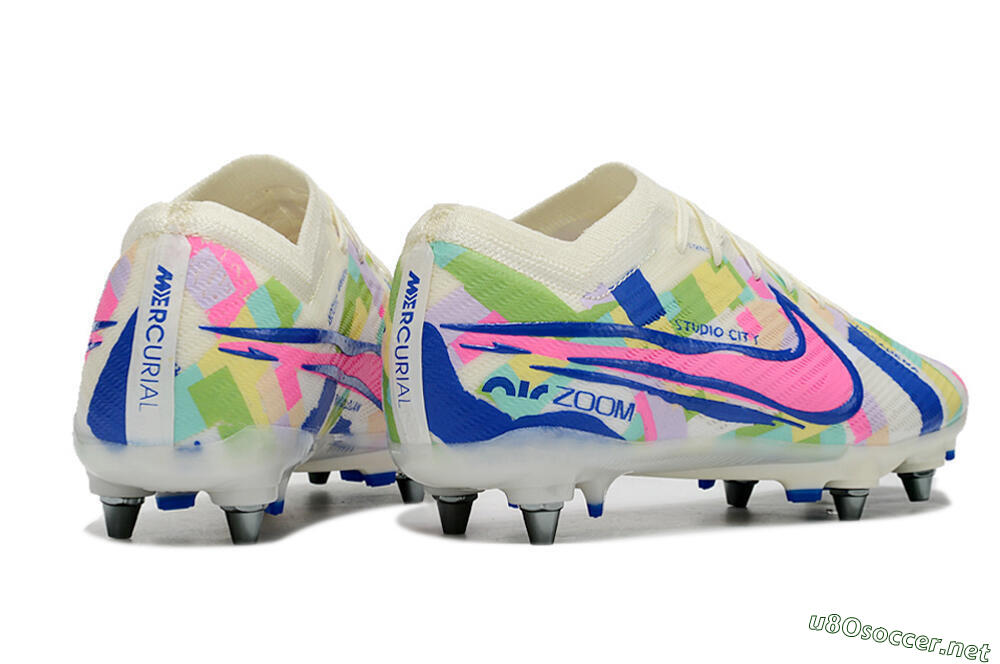 Men's Nike Air Zoom Mercurial Vapor 15 Elite SG Football Boots - White/Blue/Pink 6
