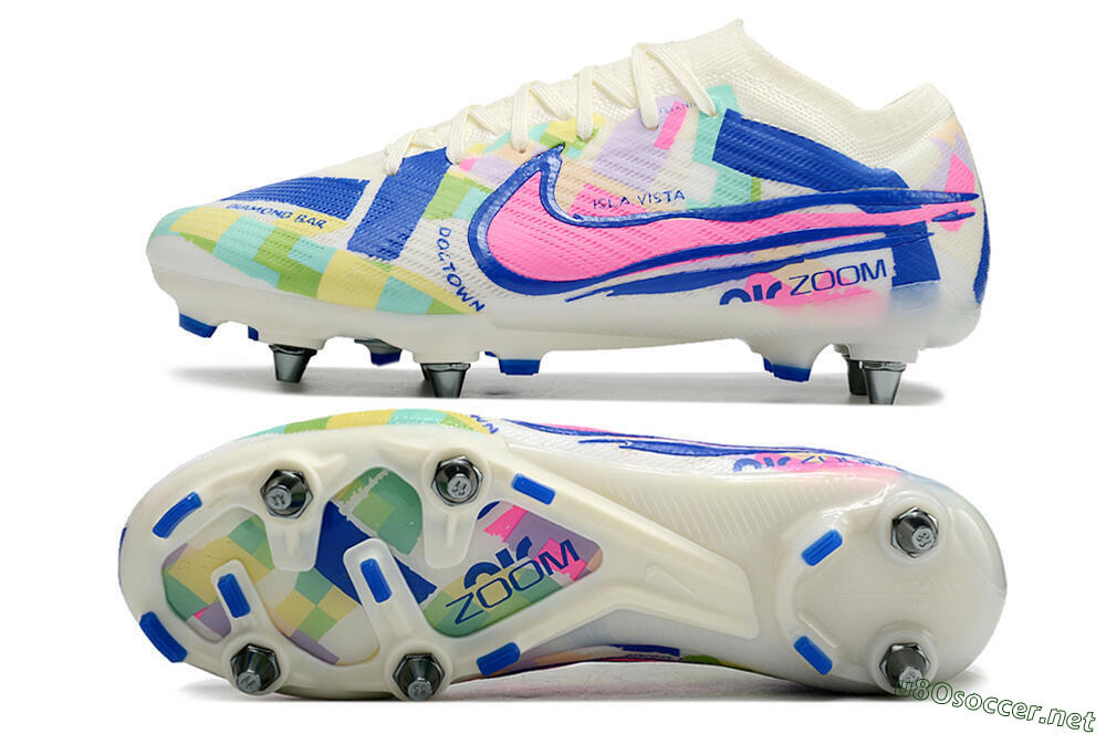 Men's Nike Air Zoom Mercurial Vapor 15 Elite SG Football Boots - White/Blue/Pink 1