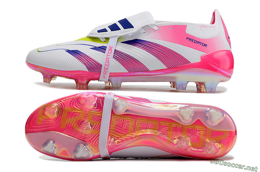 Men's Adidas Predator Accuracy+ Laceless FG Football Boots - White/Pink/Purple 1