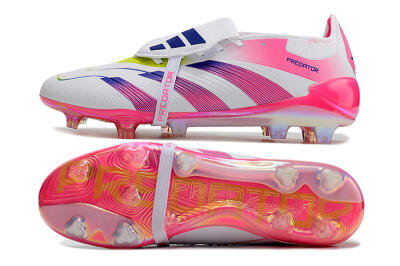 Men's Adidas Predator Accuracy+ Laceless FG Football Boots - White/Pink/Purple