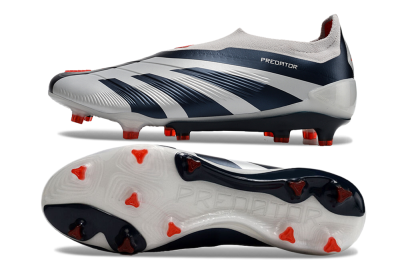 Men's Adidas Predator Accuracy+ Laceless FG Football Boots - Silver/Blue/Red