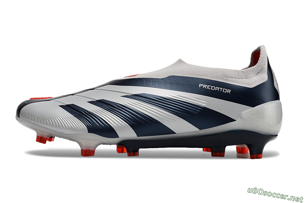 Men's Adidas Predator Accuracy+ Laceless FG Football Boots - Silver/Blue/Red 0