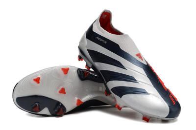 Men's Adidas Predator Accuracy+ Laceless FG Football Boots - Silver/Blue/Red