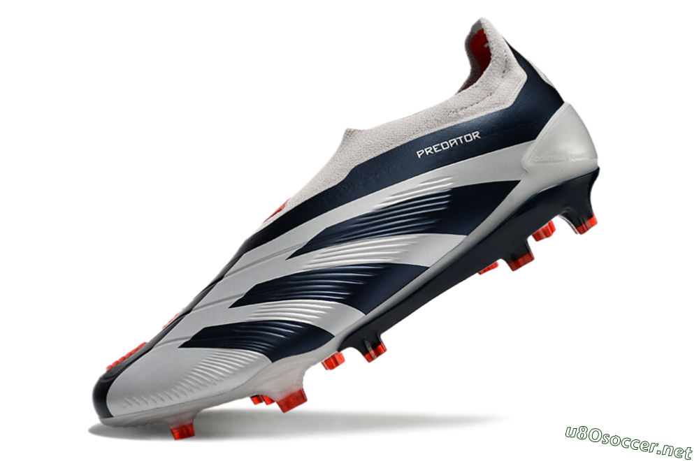 Men's Adidas Predator Accuracy+ Laceless FG Football Boots - Silver/Blue/Red 5