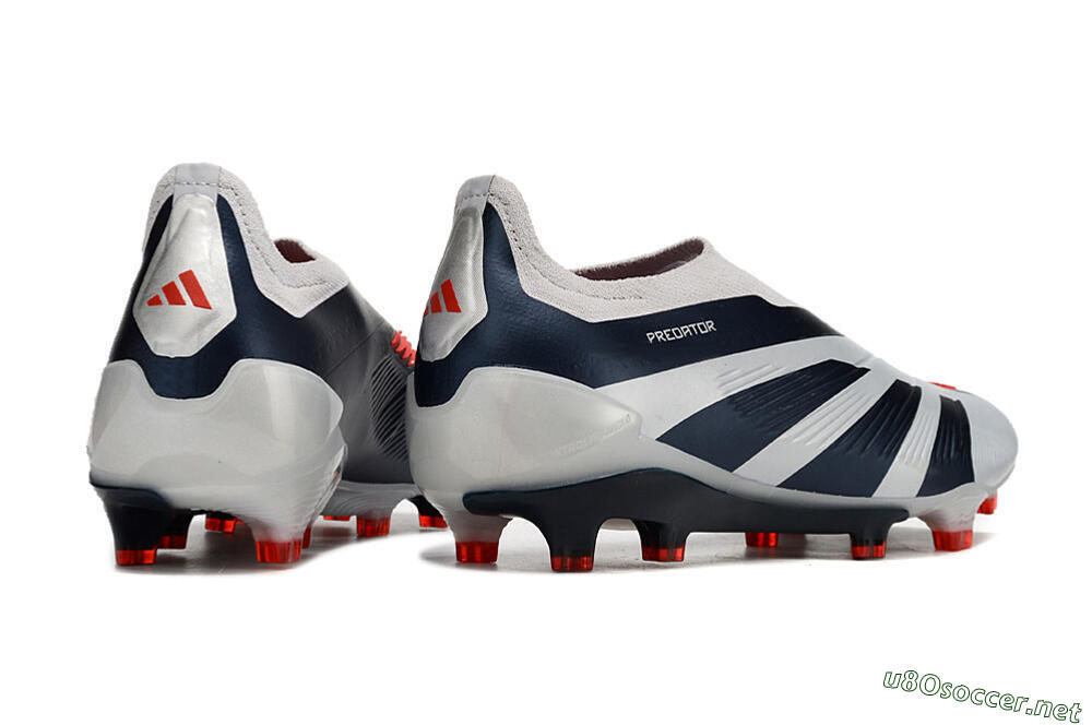 Men's Adidas Predator Accuracy+ Laceless FG Football Boots - Silver/Blue/Red 6