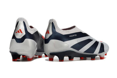Men's Adidas Predator Accuracy+ Laceless FG Football Boots - Silver/Blue/Red