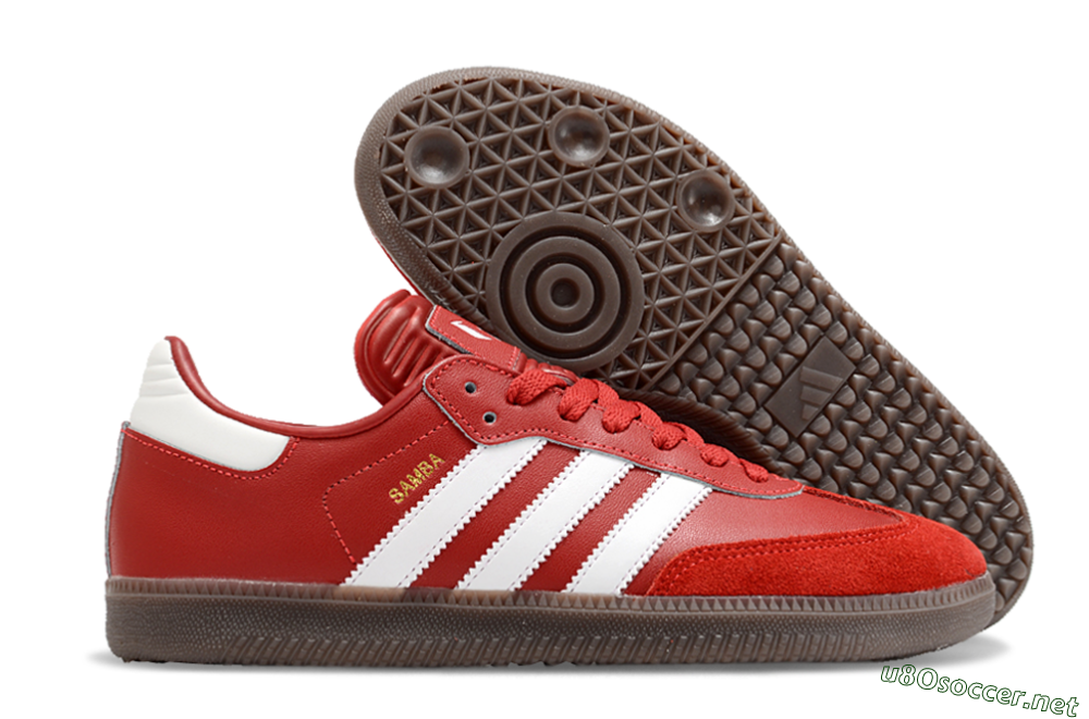 Men's Adidas Samba Messi Indoor TF Football Shoes - Red/White/Brown 2