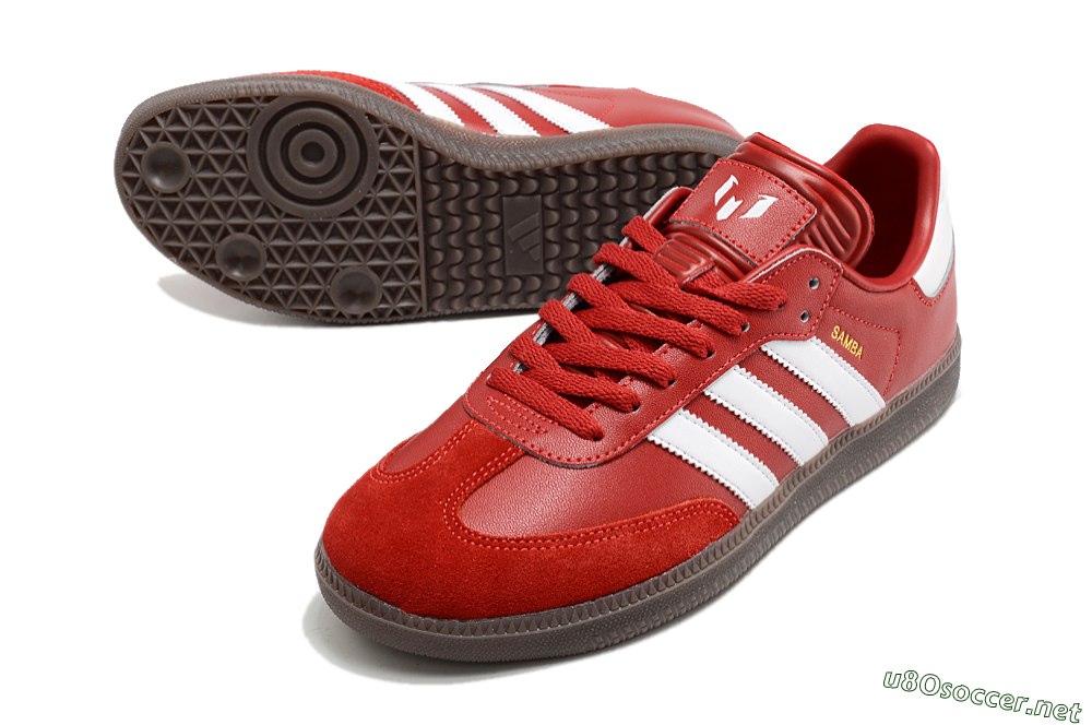 Men's Adidas Samba Messi Indoor TF Football Shoes - Red/White/Brown 3