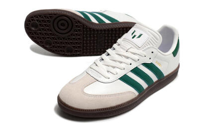 Men's Adidas Samba Messi Indoor TF Football Shoes - Grey/White/Green