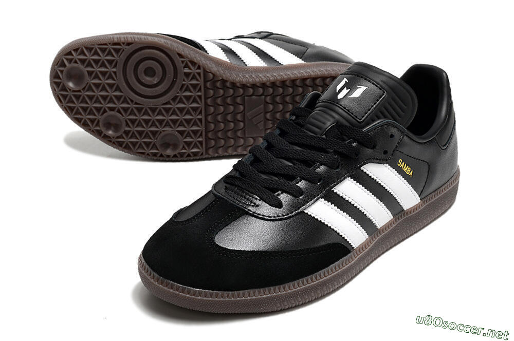 Men's Adidas Samba Messi Indoor TF Football Shoes - Black/White/Brown 3