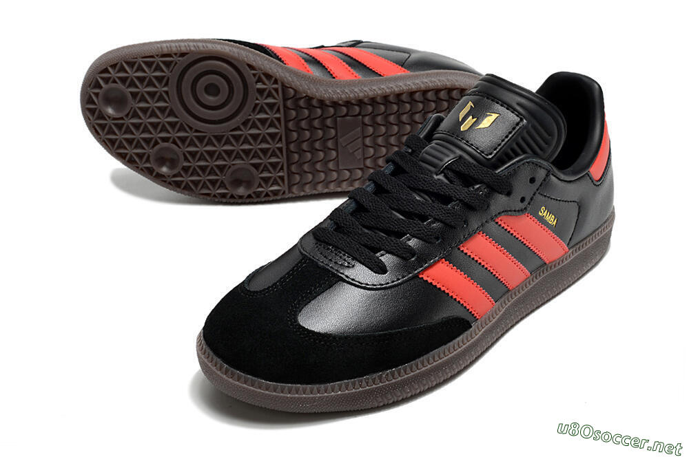 Men's Adidas Samba Messi Indoor TF Football Shoes - Black/Red/Brown 3
