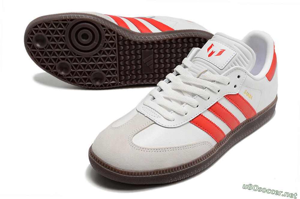 Men's Adidas Samba Messi Indoor TF Football Shoes - Grey/White/Red 3