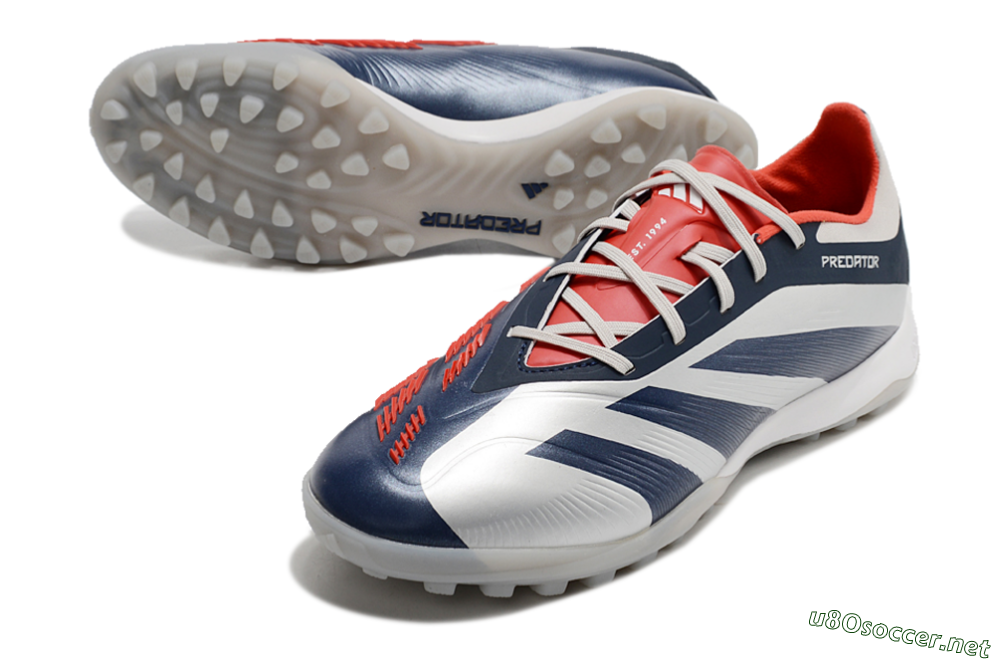Men's Adidas Predator 24 Elite TF Football Shoes - White/Blue/Red 3