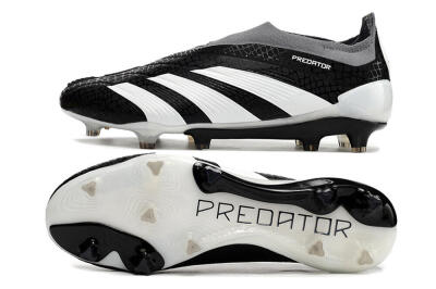 Men's Adidas Predator Accuracy+ Laceless FG Football Boots - Black/White/Grey
