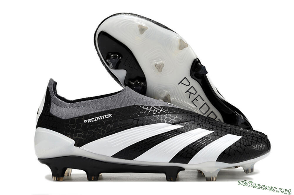 Men's Adidas Predator Accuracy+ Laceless FG Football Boots - Black/White/Grey 2
