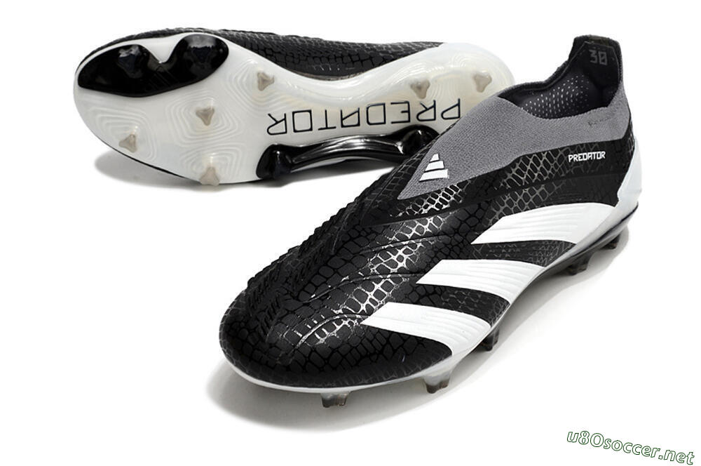 Men's Adidas Predator Accuracy+ Laceless FG Football Boots - Black/White/Grey 3