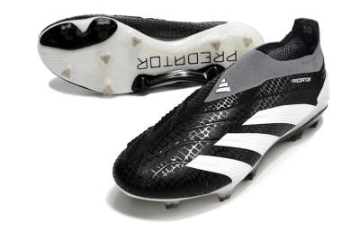 Men's Adidas Predator Accuracy+ Laceless FG Football Boots - Black/White/Grey