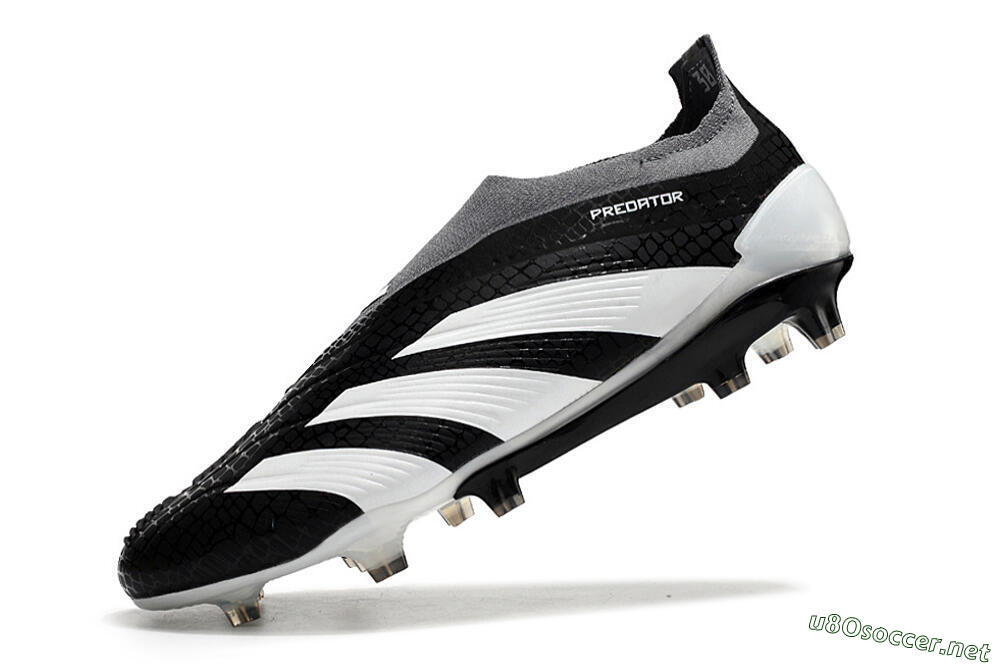 Men's Adidas Predator Accuracy+ Laceless FG Football Boots - Black/White/Grey 5