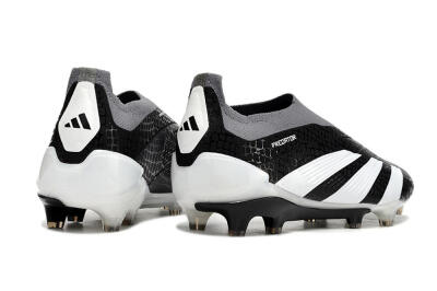 Men's Adidas Predator Accuracy+ Laceless FG Football Boots - Black/White/Grey