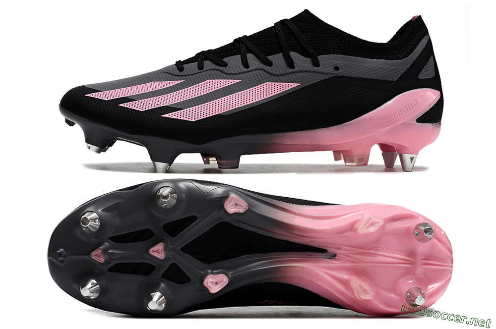 Men's Adidas X Crazyfast.1 SG Football Boots - Black/Pink/Grey 1