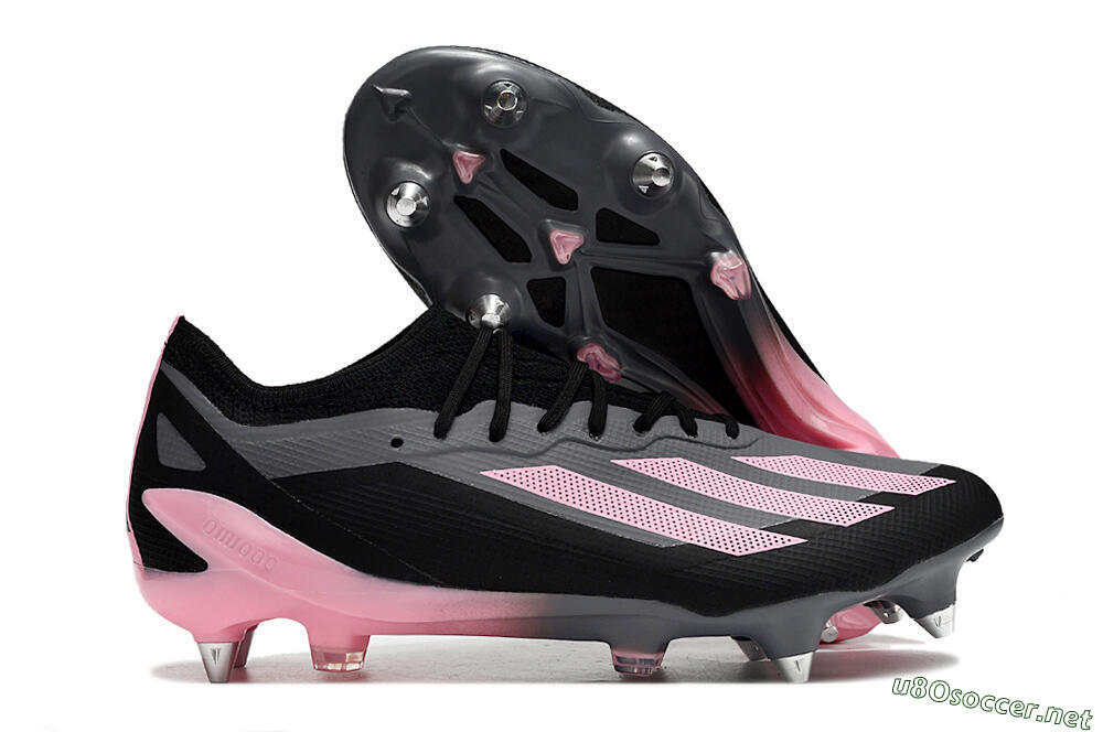 Men's Adidas X Crazyfast.1 SG Football Boots - Black/Pink/Grey 2