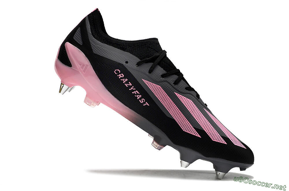 Men's Adidas X Crazyfast.1 SG Football Boots - Black/Pink/Grey 4