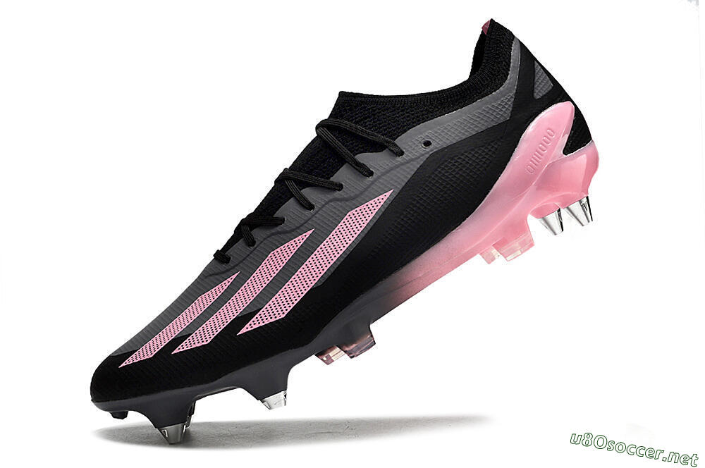 Men's Adidas X Crazyfast.1 SG Football Boots - Black/Pink/Grey 5