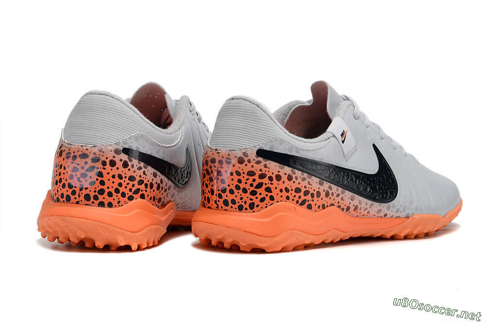 Men's Nike Tiempo Legend 10 Elite TF Football Shoes - Grey/Black/Orange 6
