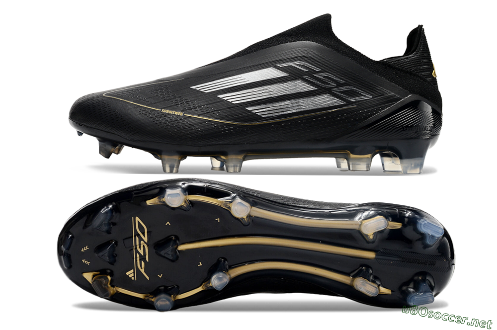 Men's Adidas F50 Adizero FG Football Boots - Black/Silver/Gold 1