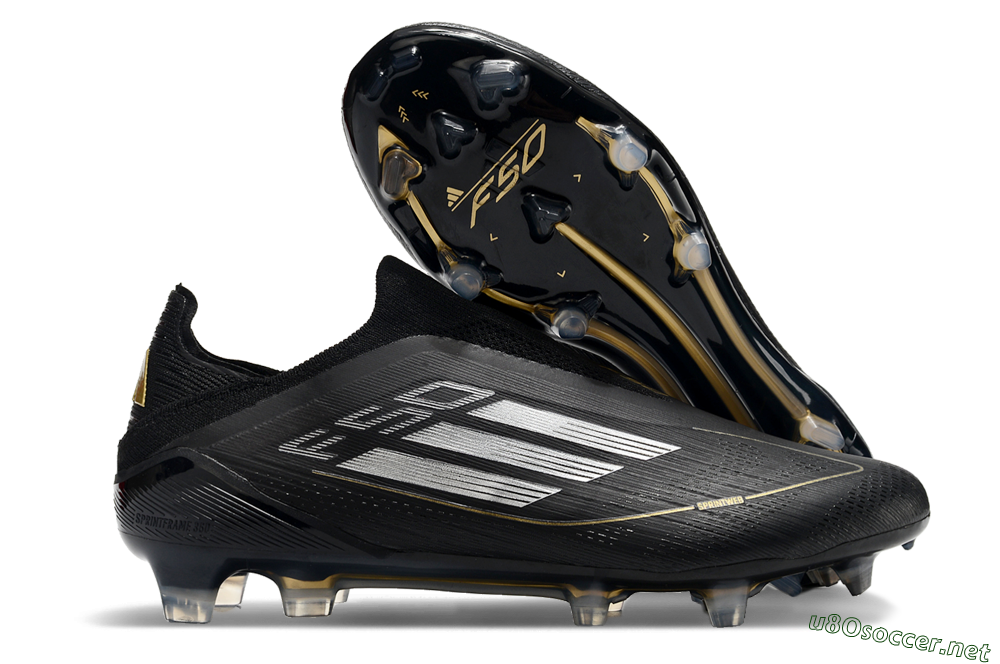 Men's Adidas F50 Adizero FG Football Boots - Black/Silver/Gold 2