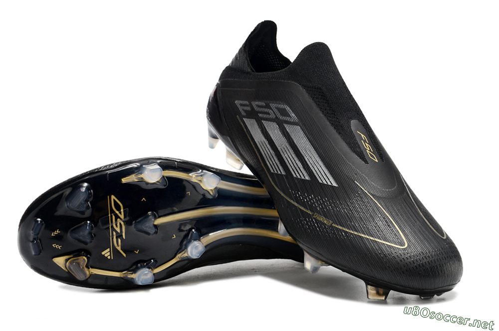Men's Adidas F50 Adizero FG Football Boots - Black/Silver/Gold 3