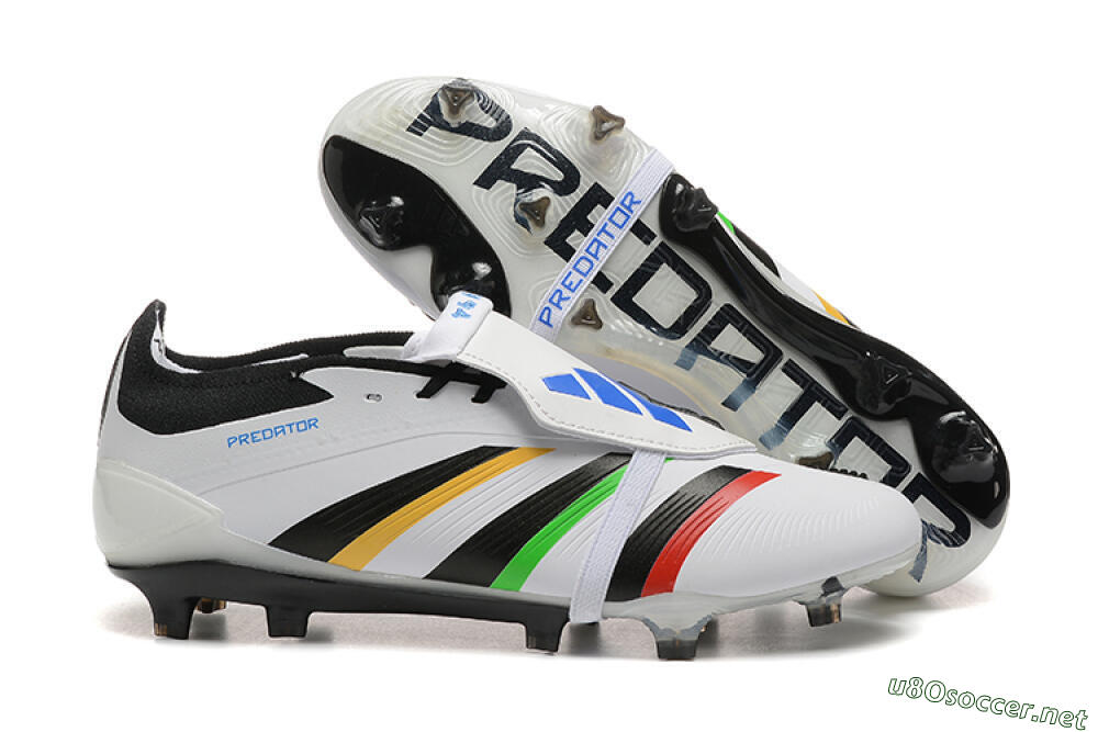 Men's Adidas Predator Elite Foldover Tongue FG Football Boots - White/Rainbow 2