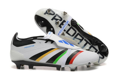 Men's Adidas Predator Elite Foldover Tongue FG Football Boots - White/Rainbow