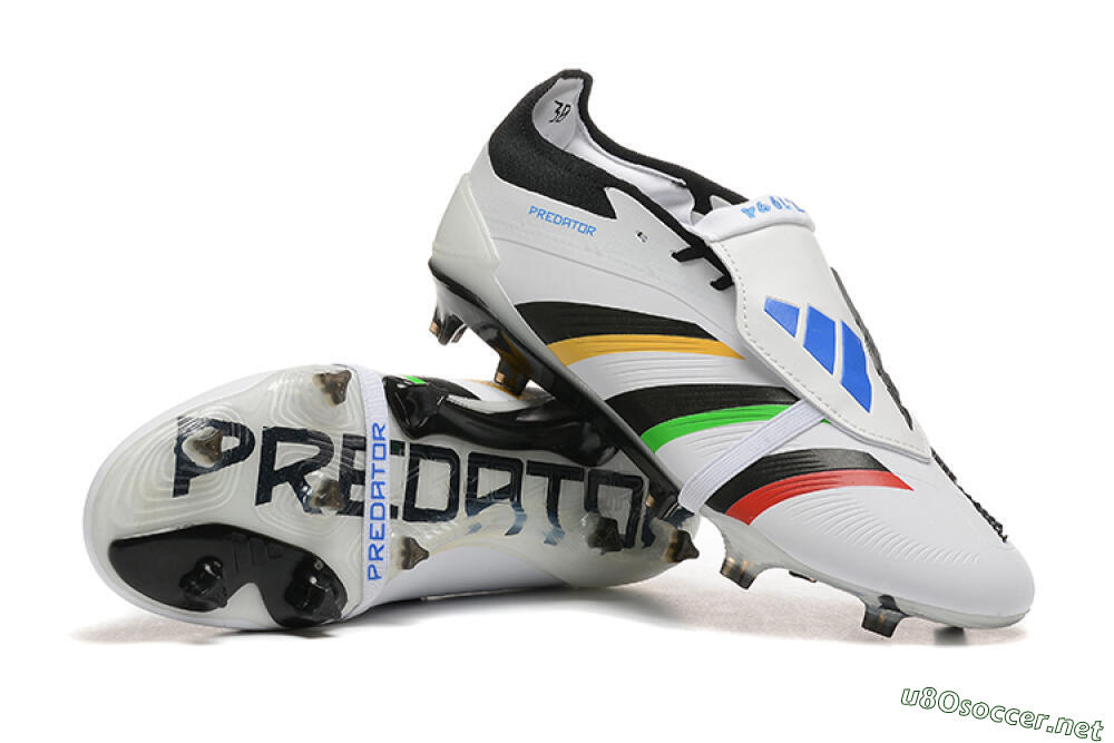 Men's Adidas Predator Elite Foldover Tongue FG Football Boots - White/Rainbow 4