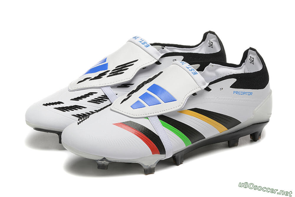 Men's Adidas Predator Elite Foldover Tongue FG Football Boots - White/Rainbow 5