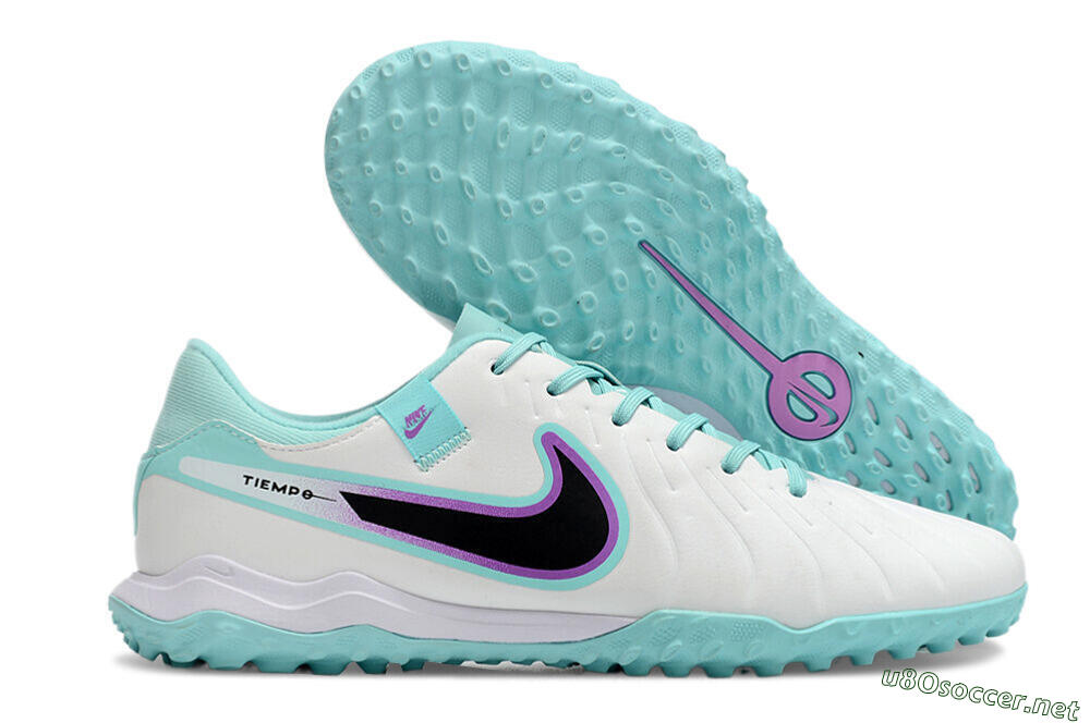 Men's Nike Tiempo Legend 10 Elite TF Football Shoes - White/Blue/Purple 2