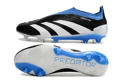 Men's Adidas Predator Accuracy+ Laceless FG Football Boots - Black/White/Blue