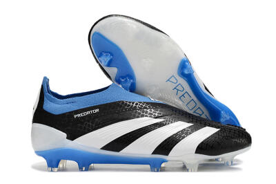 Men's Adidas Predator Accuracy+ Laceless FG Football Boots - Black/White/Blue