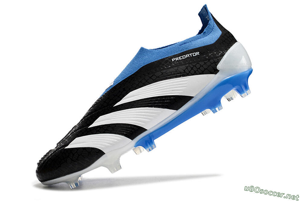 Men's Adidas Predator Accuracy+ Laceless FG Football Boots - Black/White/Blue 5
