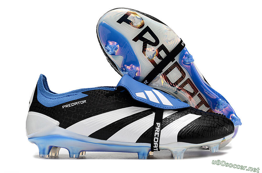 Men's Adidas Predator Elite Foldover Tongue FG Football Boots - Black/Blue/White 2