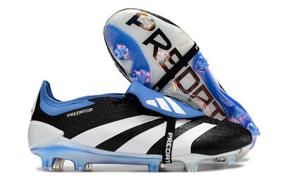 Men's Adidas Predator Elite Foldover Tongue FG Football Boots - Black/Blue/White