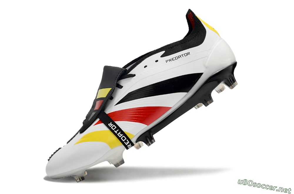 Men's Adidas Predator Elite Foldover Tongue FG Football Boots - White/Black/Red/Yellow 5