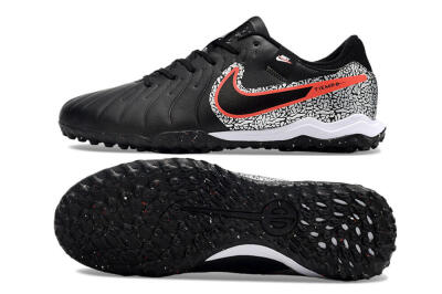 Men's Nike Tiempo Legend 10 Pro TF Football Shoes - Black/Silver/Red