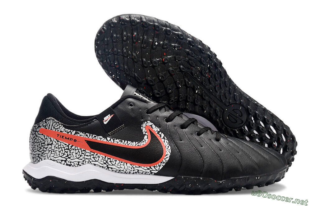 Men's Nike Tiempo Legend 10 Pro TF Football Shoes - Black/Silver/Red 2
